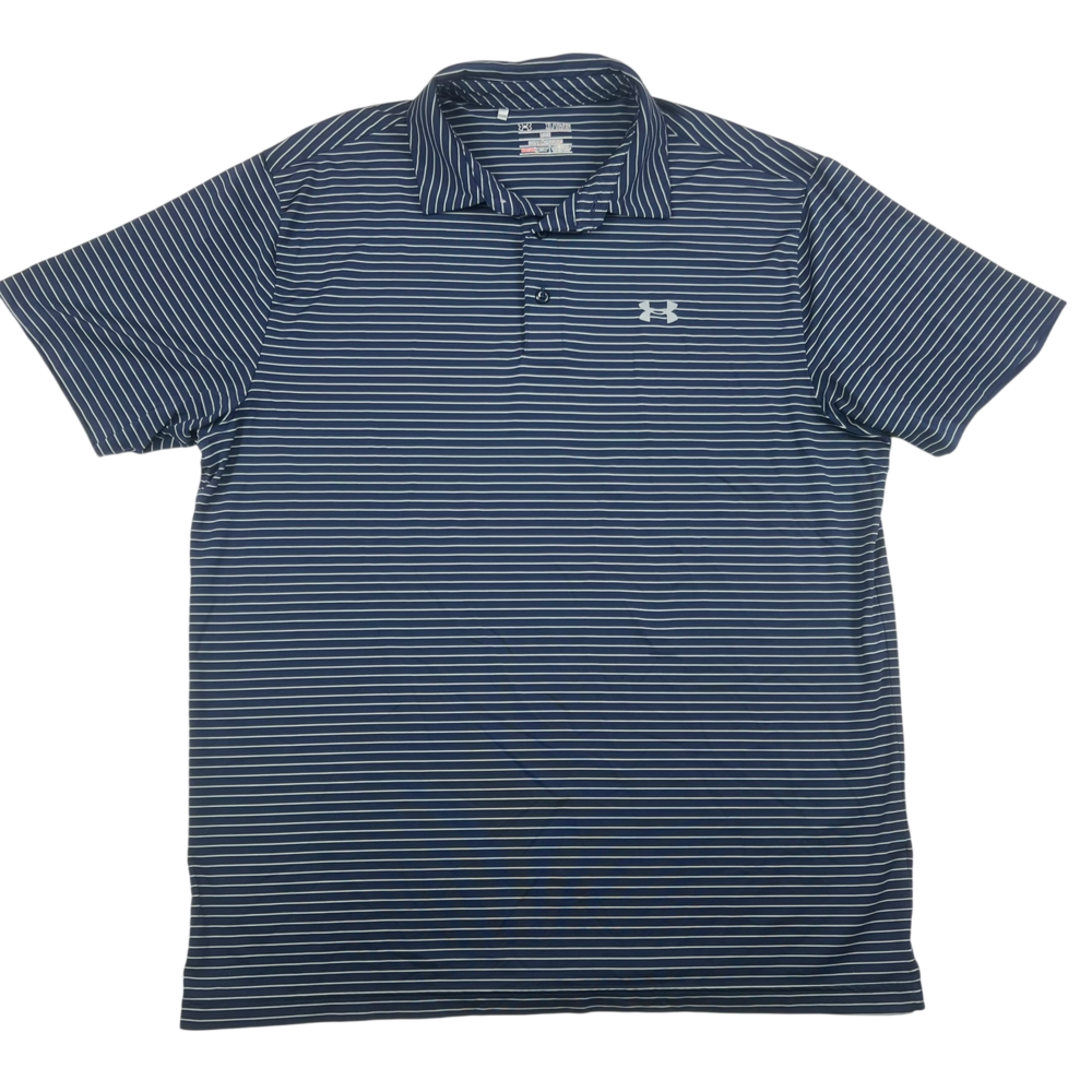 Under Armour Polo Shirt Mens XL HeatGear Loose Fit Striped Performance